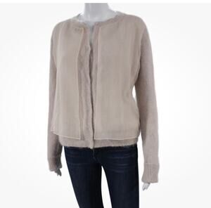 The Row Womens Cashmere Cardigan Beige Round Neck Long Sleeve Size M